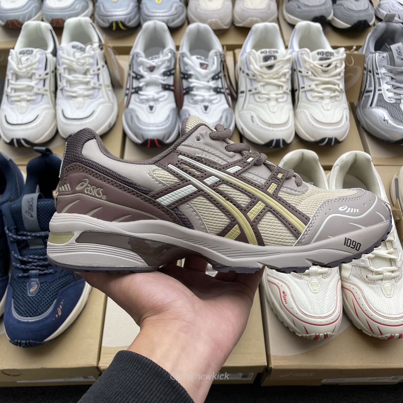 Asics Gel 1090 Grey Beige Birch French Blue White Sage Silver Cream Brown Silver Cream Gray Blue (31) - newkick.vip